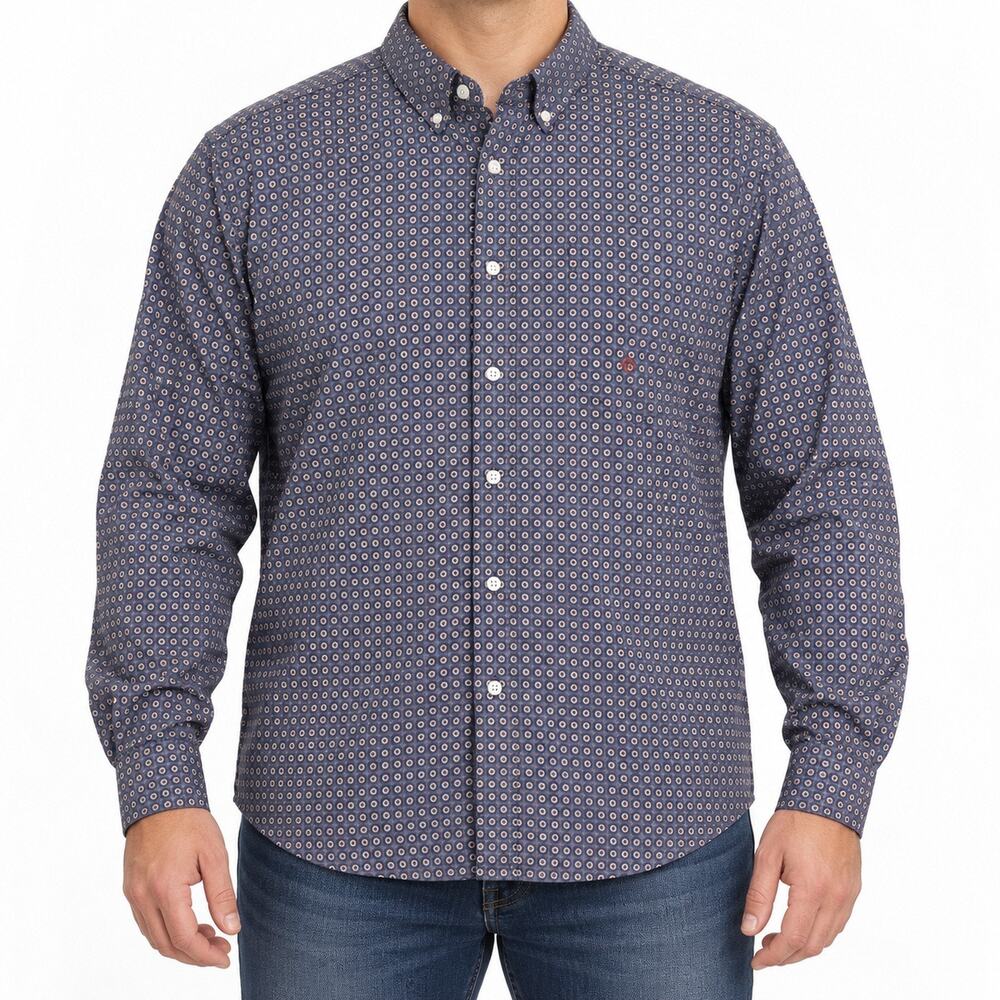 Roper Shirt Mens XL Gray Geometric 100% Cotton Long Sleeve Western Button-Down